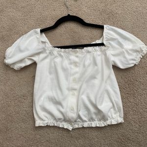 Brandy Melville White Button up ruffle top